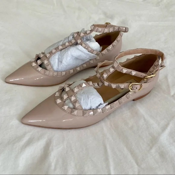 SOLD - Valentino Nude Patent Leather Rockstud Caged Ballet Flat - Picture 4 of 15